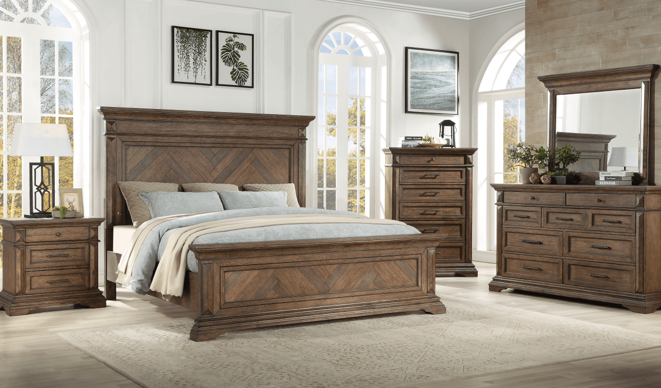 Marvista Walnut 4 Piece Bedroom Set - George's Furniture