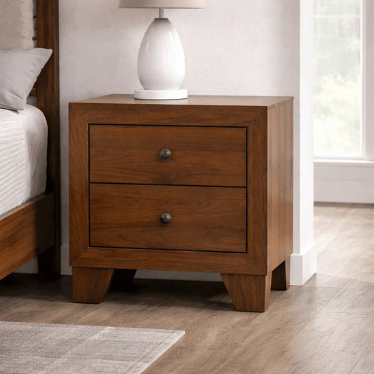 Millie 4 - Piece Bedroom Set – Upholstered Bed, Nightstand, Dresser & Mirror | Brown Cherry & Gray - George's Furniture