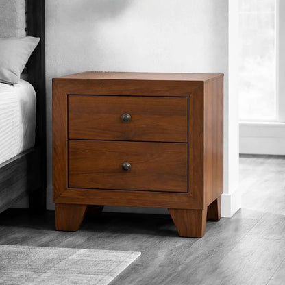 Millie Brown| Modern Wood Bedroom Nightstand with 2 Drawers - George's Furniture