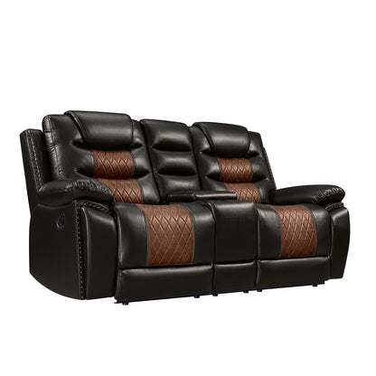 Nikko Brown manual reclining console loveseat
