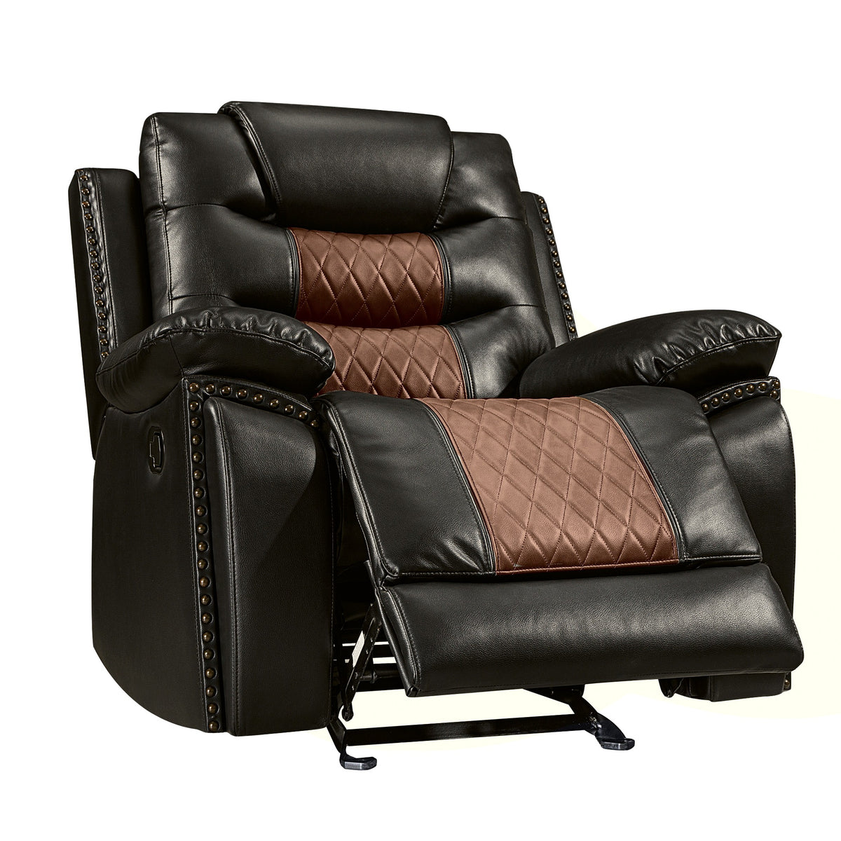 Nikko Brown manual glider recliner in reclined position