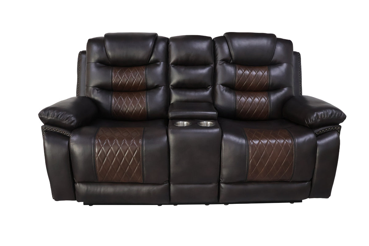 Nikko Brown power reclining console loveseat