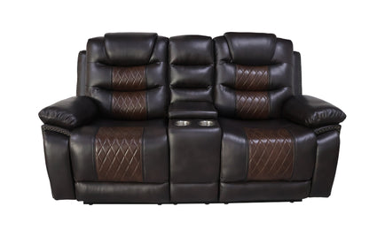 Nikko Brown power reclining console loveseat