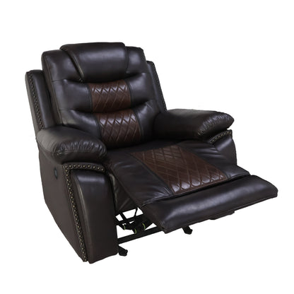Nikko Brown power glider recliner in reclined position