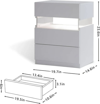 Nova LED Nightstand – 3 Drawer Modern Bedside Table with Adjustable LED Lighting - George's Furniture