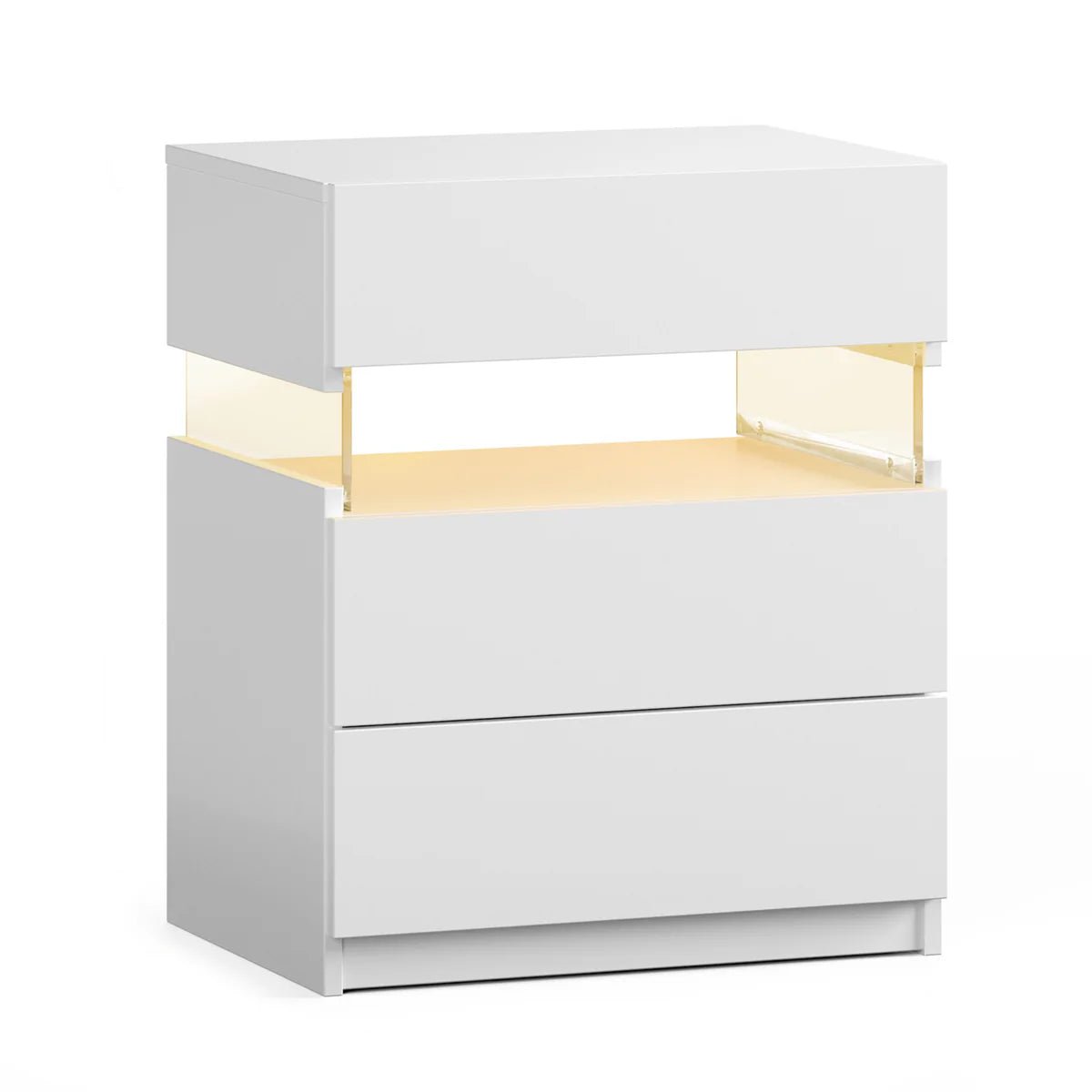 Nova LED Nightstand – 3 Drawer Modern Bedside Table with Adjustable LED Lighting - George's Furniture