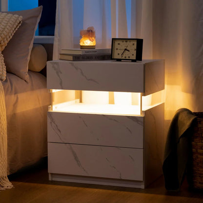 Nova LED Nightstand – 3 Drawer Modern Bedside Table with Adjustable LED Lighting - George's Furniture