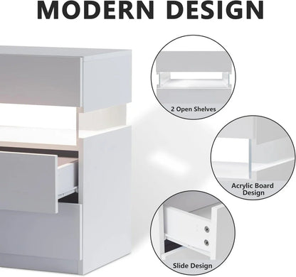 Nova LED Nightstand – 3 Drawer Modern Bedside Table with Adjustable LED Lighting - George's Furniture