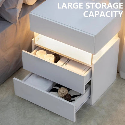 Nova LED Nightstand – 3 Drawer Modern Bedside Table with Adjustable LED Lighting - George's Furniture