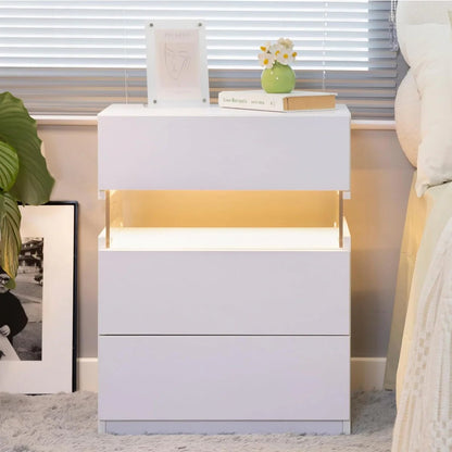 Nova LED Nightstand – 3 Drawer Modern Bedside Table with Adjustable LED Lighting - George's Furniture