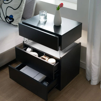Nova LED Nightstand – 3 Drawer Modern Bedside Table with Adjustable LED Lighting - George's Furniture