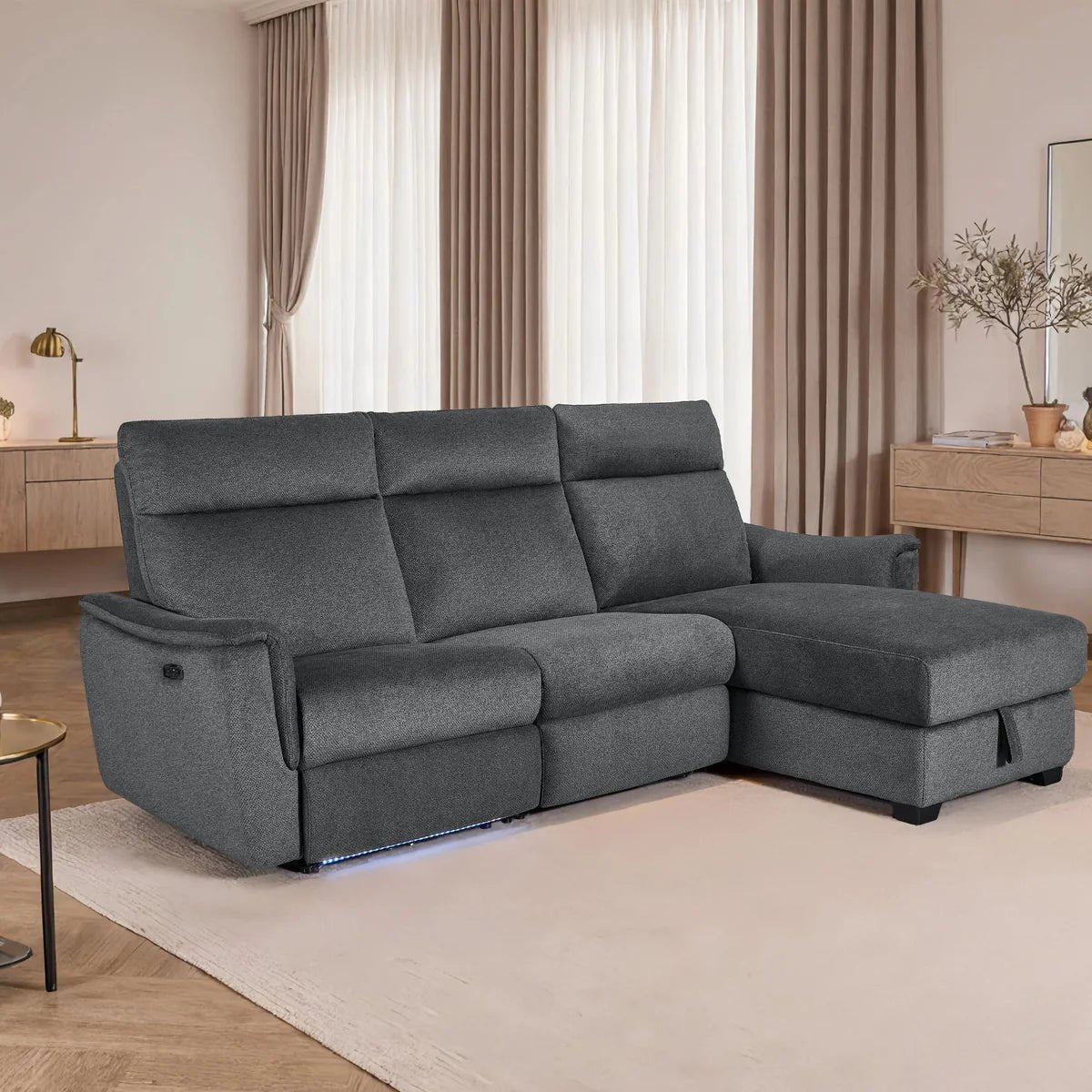 Orbit Zero - Gravity Storage Reclining Sectional with LED – Dark Gray - George's Furniture