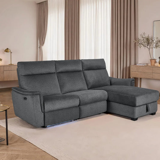 Orbit Zero - Gravity Storage Reclining Sectional with LED – Dark Gray - George's Furniture