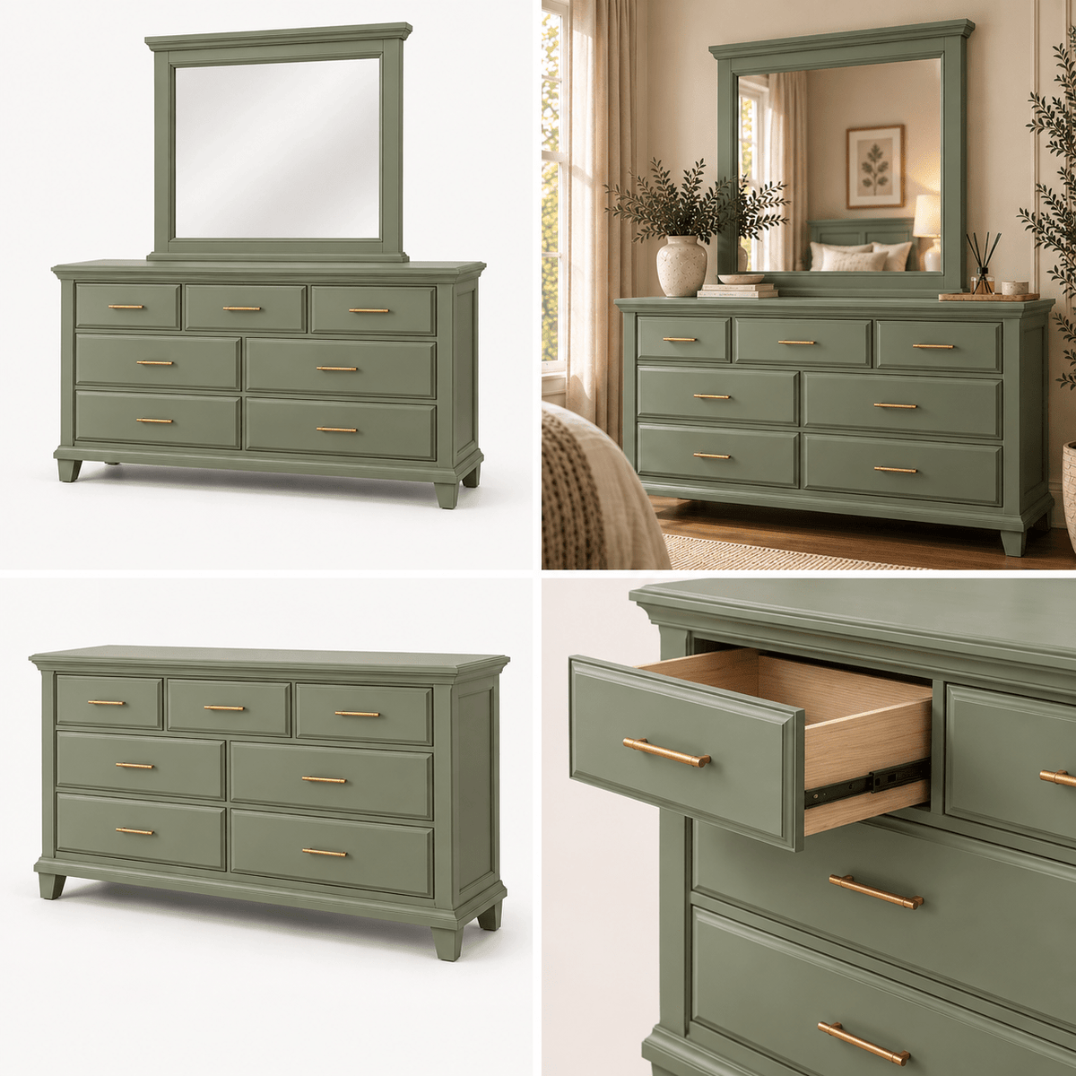 Sage 7-Drawer Dresser with Mirror - George's Furniture
