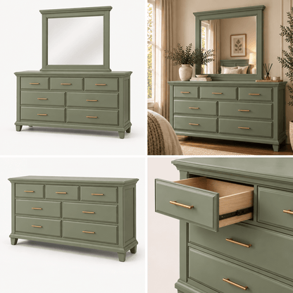 Sage 7-Drawer Dresser with Mirror - George's Furniture