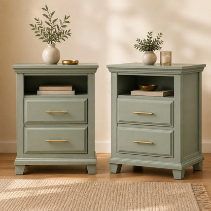 Sage Open-Shelf 2-Drawer Nightstand - George's Furniture