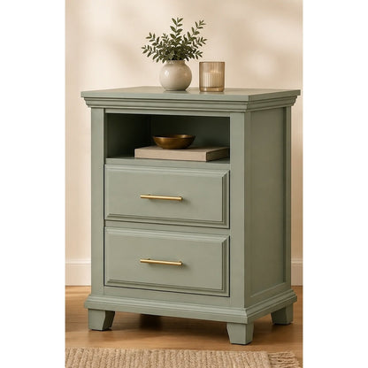Sage Open-Shelf 2-Drawer Nightstand - George's Furniture