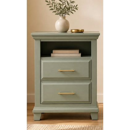 Sage Open-Shelf 2-Drawer Nightstand