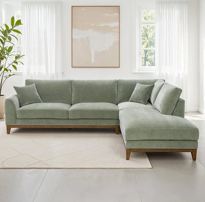 Sierra Olive Green Chenille Sectional with Chaise - George's Furniture