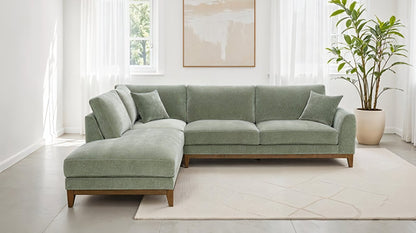 Sierra Olive Green Chenille Sectional with Chaise - George's Furniture