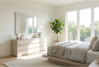 Solara Light Oak Bedroom Mirror – Modern Dresser Mirror - George's Furniture