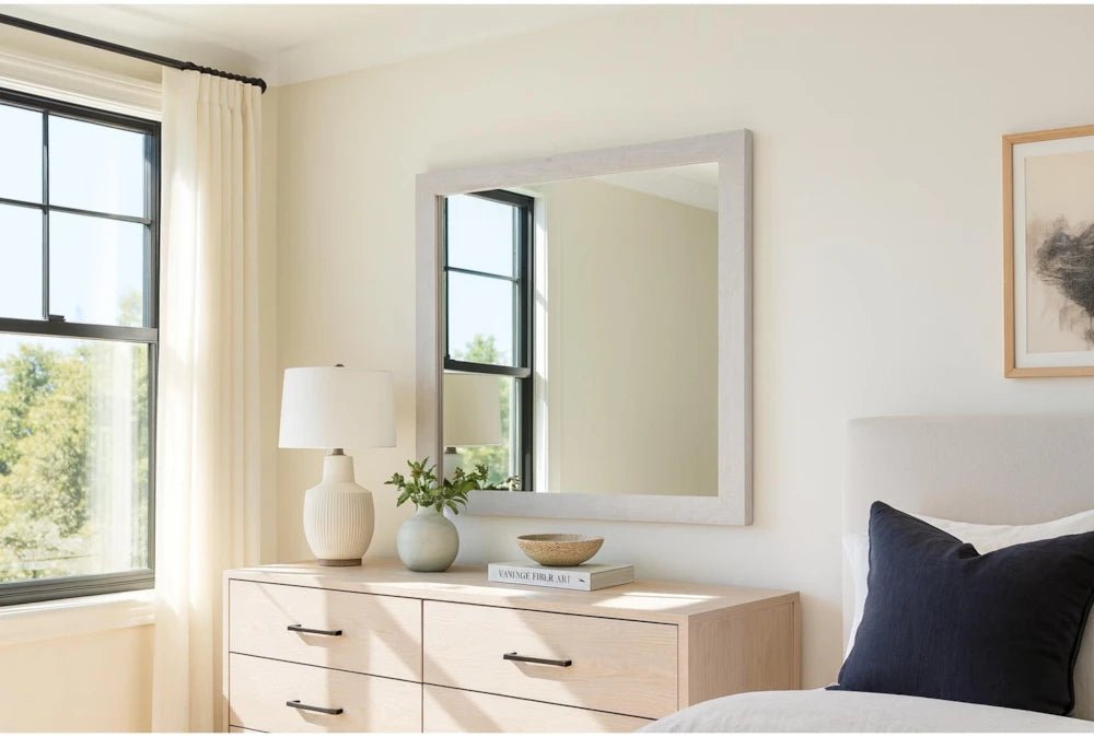 Solara Light Oak Bedroom Mirror – Modern Dresser Mirror - George's Furniture