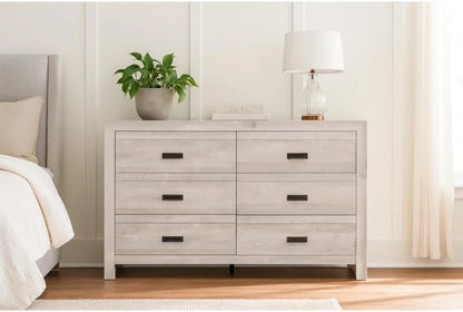 Solara Light Oak Dresser with Mirror – Modern 6 Drawer Bedroom Dresser - George's Furniture