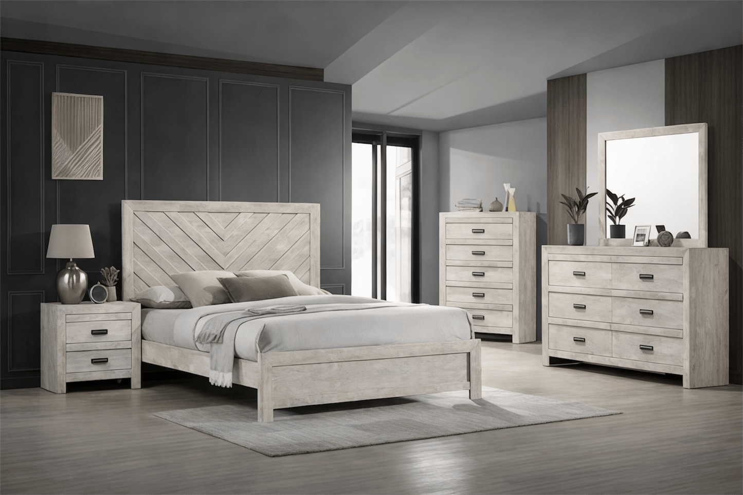 Solara White Bedroom Set – Modern 4 Piece Bedroom Furniture (Twin, Full, Queen, King) - George's Furniture