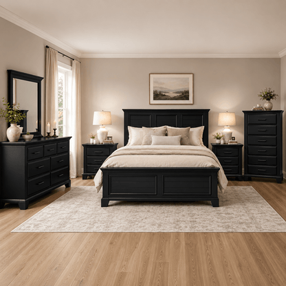 Vanta 6-Piece Bedroom Set – Bed, 2 Nightstands, Dresser, Mirror & Chest - George's Furniture