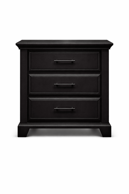Vanta Black 3 Drawer Nightstand | Solid Wood - George's Furniture