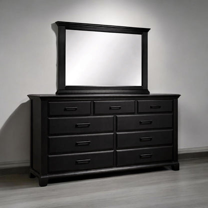 Vanta Black 7 Drawer Dresser with Mirror | Solid Wood - George's Furniture