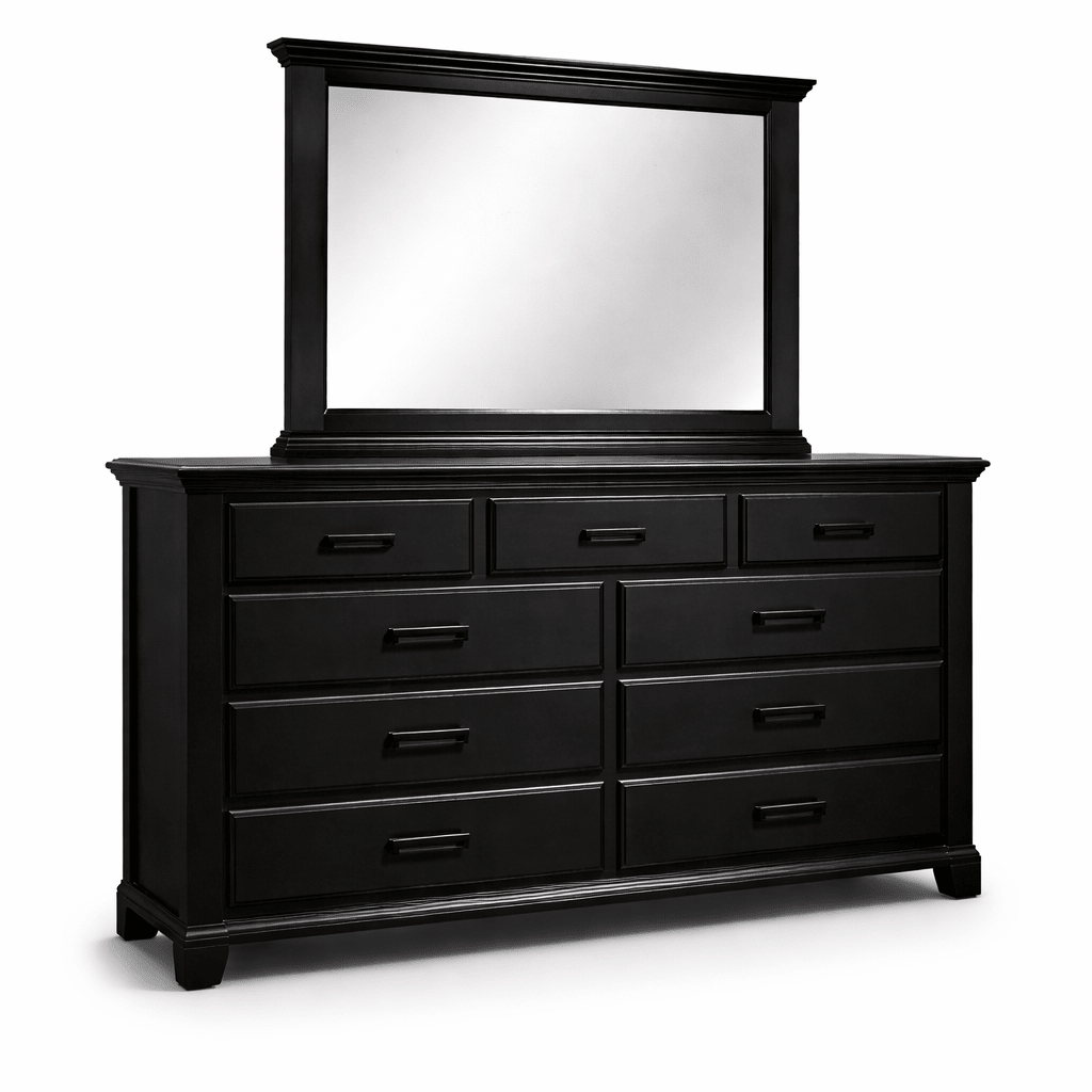 Vanta Black 7 Drawer Dresser with Mirror | Solid Wood - George's Furniture