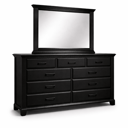 Vanta Black 7 Drawer Dresser with Mirror | Solid Wood - George's Furniture