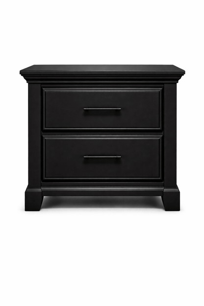 Vanta Black Classic 2 - Drawer Nightstand | Solid Wood - George's Furniture