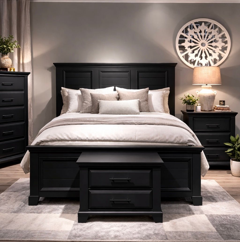 Vanta Black Solid Wood Bed Frame - George's Furniture